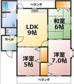 ビレッジ亀沢C棟(3DK/1階)の間取り写真