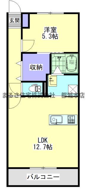 ミライデイズ都城(1LDK/2階)の間取り写真