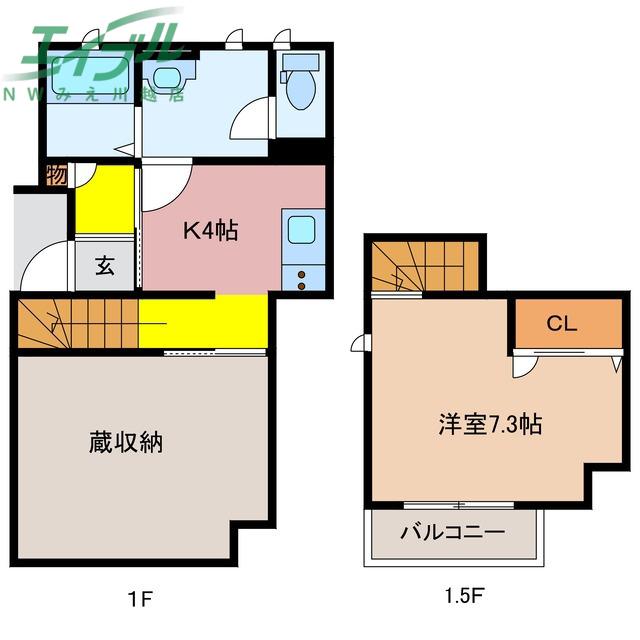 KURAMORE DE COCO(1K/1階)の間取り写真