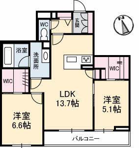 グランべレオ(2LDK/2階)の間取り写真
