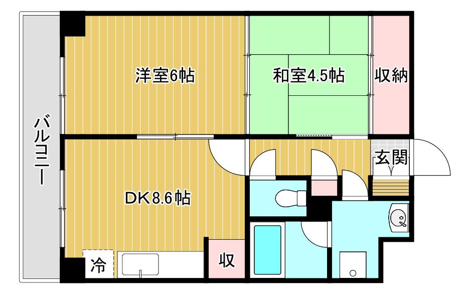 アクシス駅南ウエスト(2DK/7階)の間取り写真