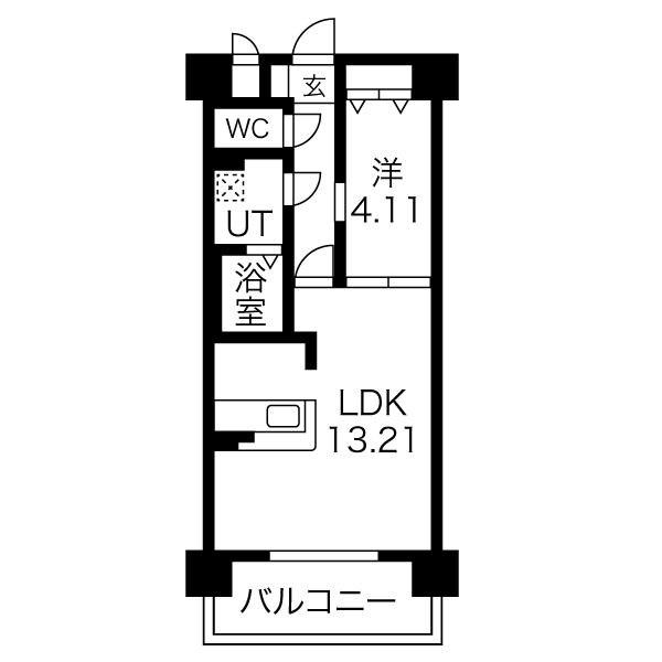 PRIMAL千種LUNO(1LDK/5階)の間取り写真