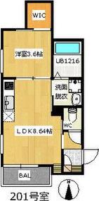 REGALEST堺東(1LDK/2階)の間取り写真