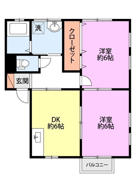 オーディアスI(2DK/2階)の間取り写真