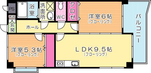 アテッサ南小倉(2LDK/7階)の間取り写真