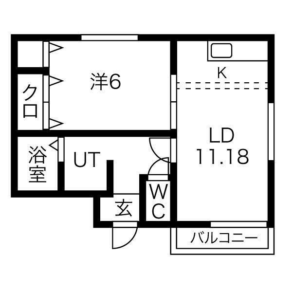 フィオーレ城西(1LDK/1階)の間取り写真
