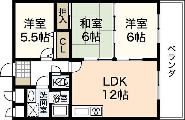 コリーヌ・ヴェール(3LDK/2階)の間取り写真