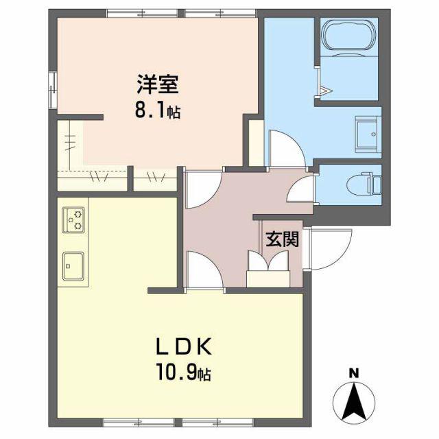 ルミエールB(1LDK/1階)の間取り写真