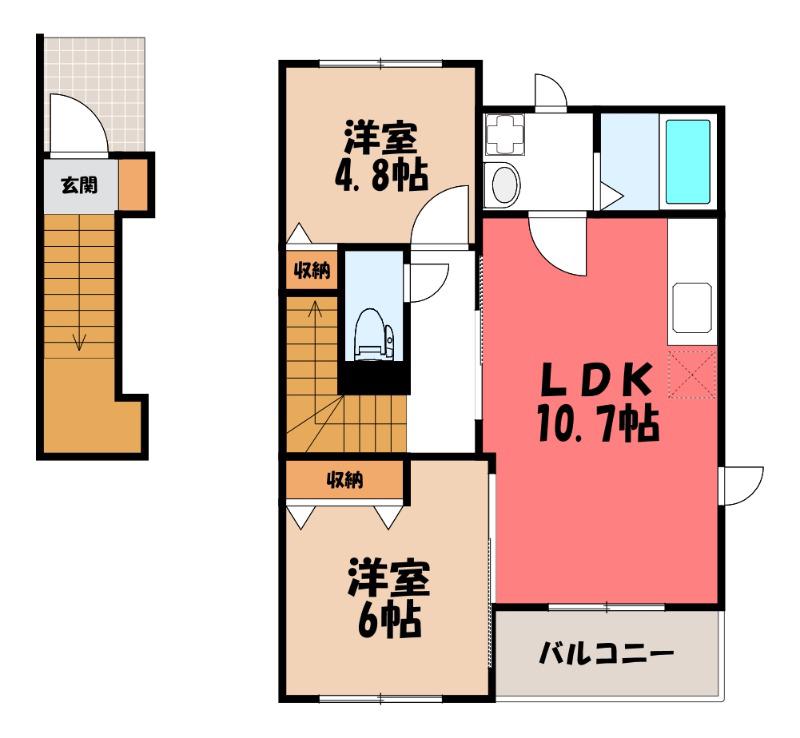 リリーベル(2LDK/2階)の間取り写真
