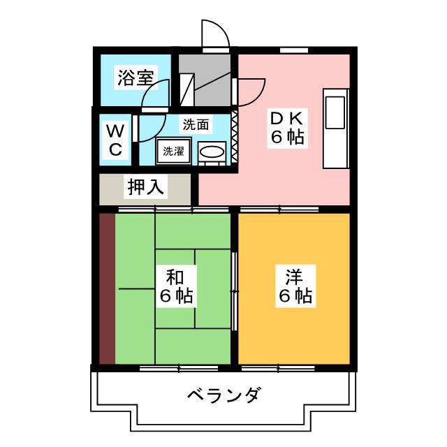 アルバII(2DK/1階)の間取り写真