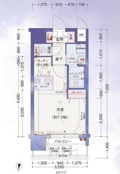 プレサンス名古屋駅前(ワンルーム/8階)の間取り写真