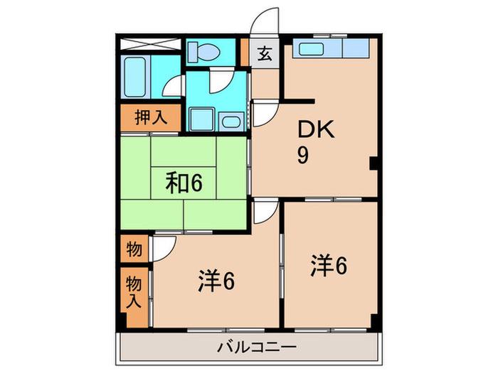 サンプラザ西野I(3DK/2階)の間取り写真