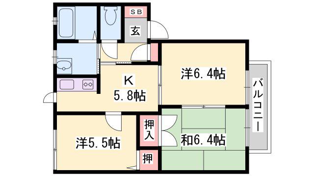 ディアス大塩(3K/1階)の間取り写真