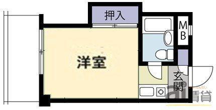 クロノス新狭山(ワンルーム/3階)の間取り写真