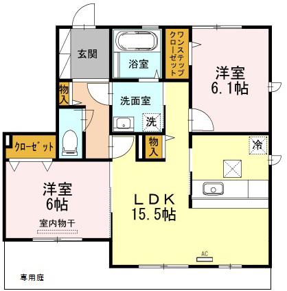 デルニエコート(2LDK/1階)の間取り写真