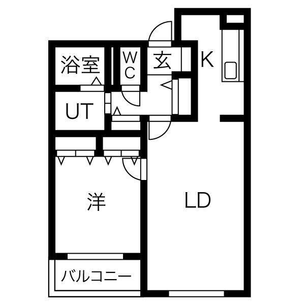 ルーデンスプレイス発寒(1LDK/3階)の間取り写真