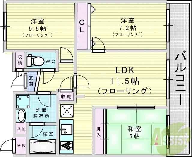 コムズ21豊中(3LDK/2階)の間取り写真