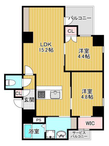アウスレーベン都島I(2LDK/8階)の間取り写真