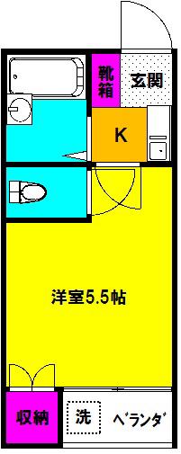 エラール(1K/1階)の間取り写真