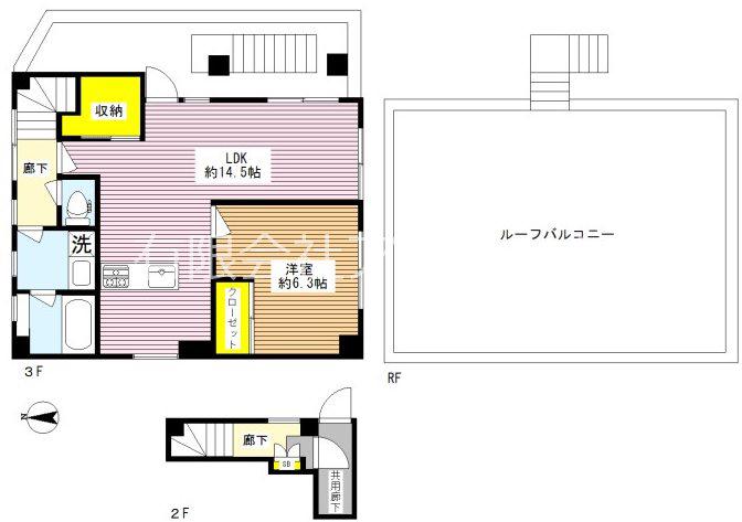プルミエJ2(1LDK/3階)の間取り写真