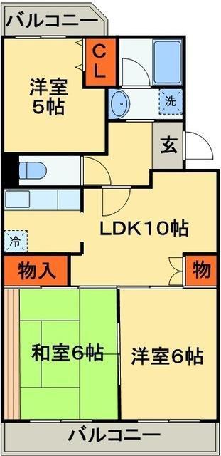 サンライズマンション(3LDK/2階)の間取り写真