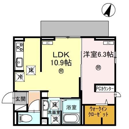 D-PLACE駅南大路(1LDK/2階)の間取り写真