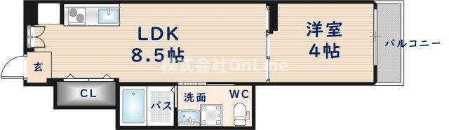 ルミエール長瀬(1LDK/2階)の間取り写真