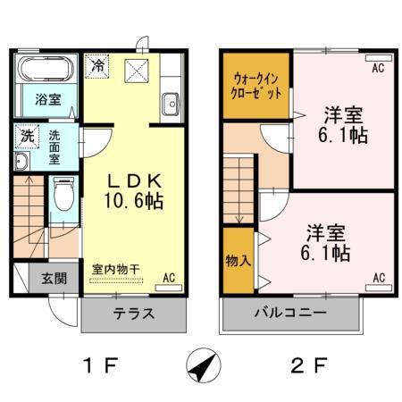 ロイヤルイースト(2LDK/1階)の間取り写真