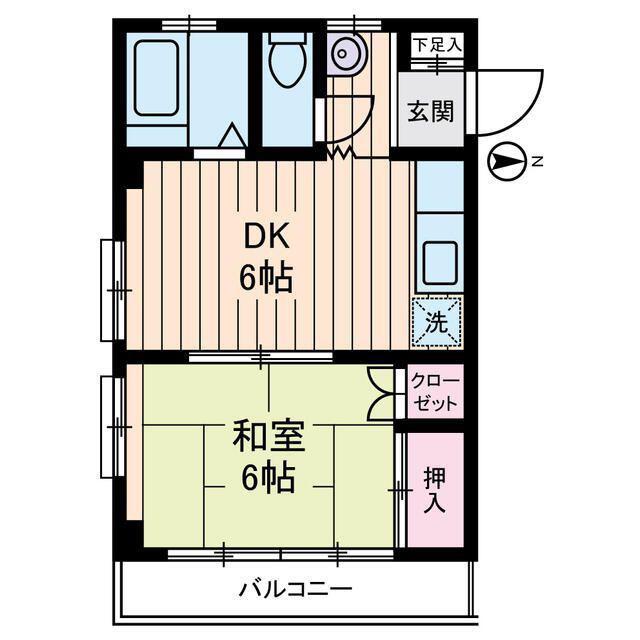 Zマンション(1DK/4階)の間取り写真