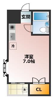 オークヒル駒込(ワンルーム/1階)の間取り写真