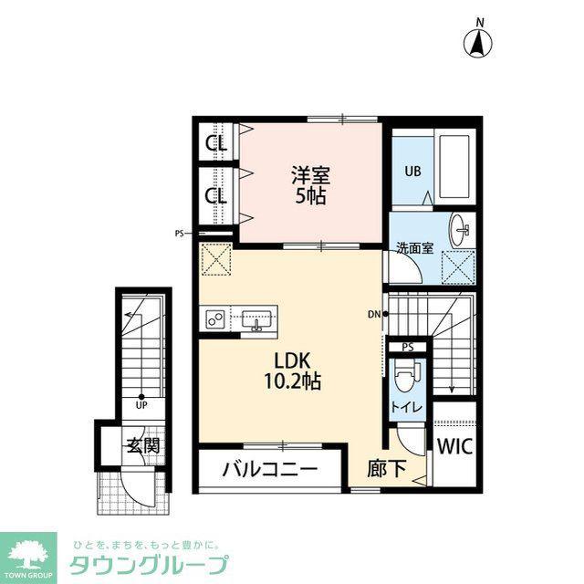 アムール東福生(1LDK/2階)の間取り写真