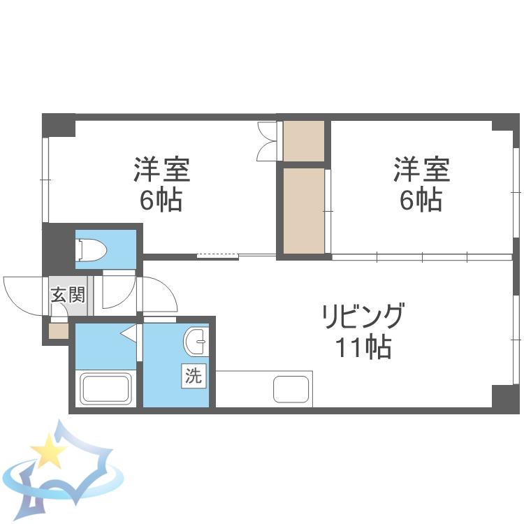 メゾンノーブル(2LDK/2階)の間取り写真