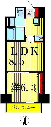 リヴシティ錦糸町(1LDK/2階)の間取り写真