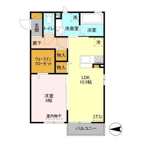 アベニール(1LDK/2階)の間取り写真