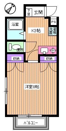 ハイアート瑞穂(1K/2階)の間取り写真