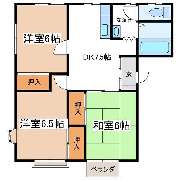 ETOILEソヤノA(3DK/1階)の間取り写真