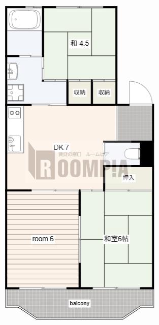 ダイヤマンション(3DK/2階)の間取り写真