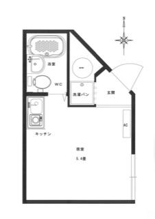ロイヤル瑞穂S棟(ワンルーム/2階)の間取り写真