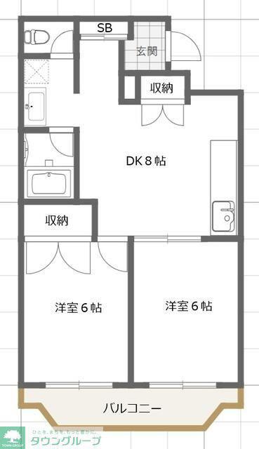 メゾンボヌール15(2LDK/2階)の間取り写真