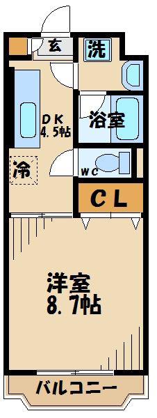 エスペランサクリア(1DK/4階)の間取り写真