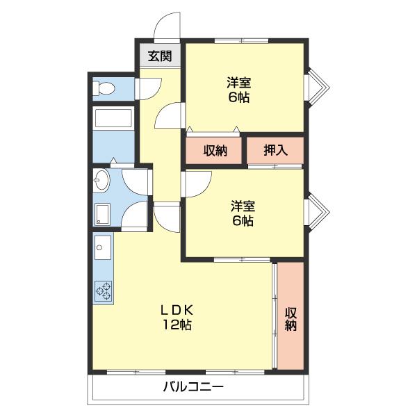 ハウスリット(2LDK/2階)の間取り写真