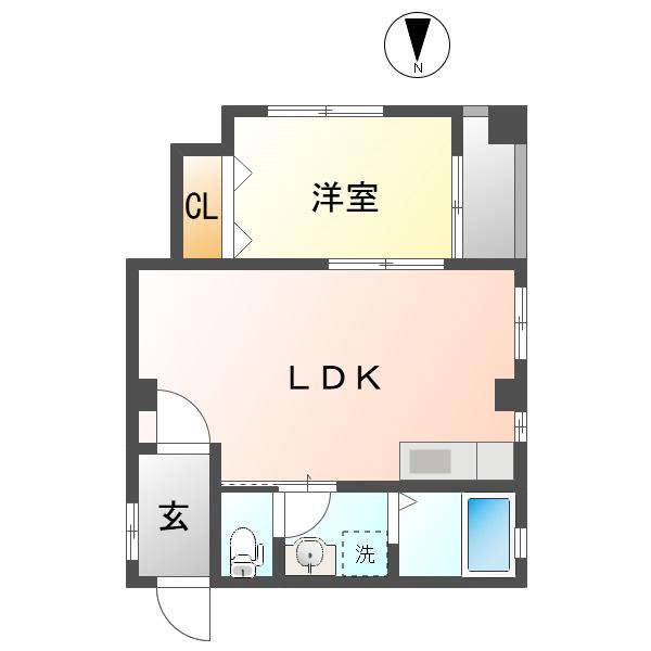ハイツ西郊(1LDK/7階)の間取り写真
