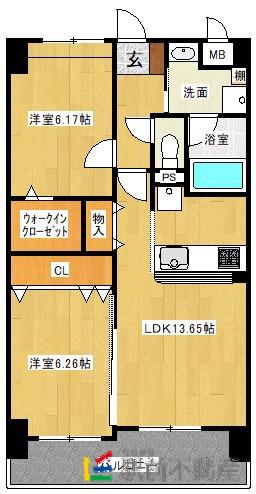 アトール城南(2LDK/4階)の間取り写真