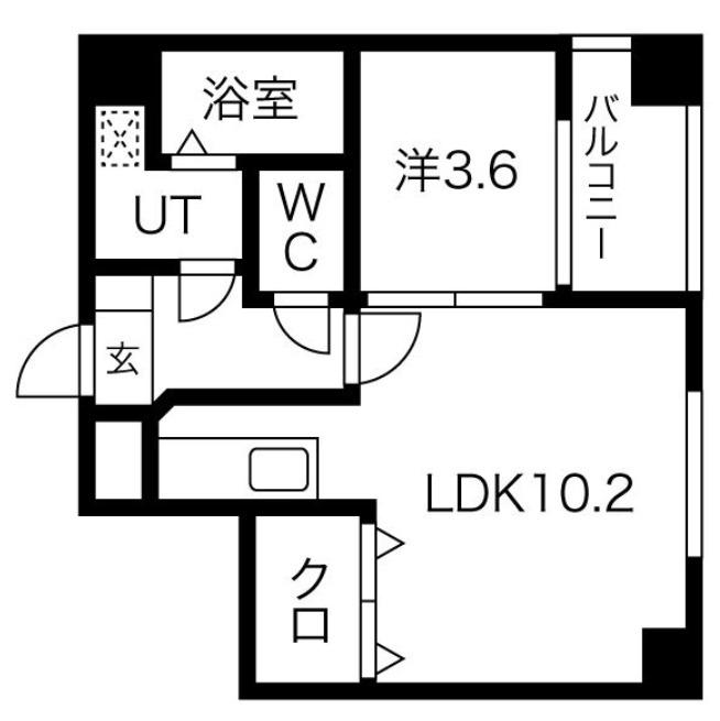 リップル南森町(1LDK/2階)の間取り写真