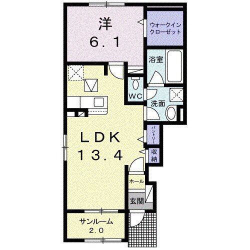 ミサオーレ(1LDK/1階)の間取り写真