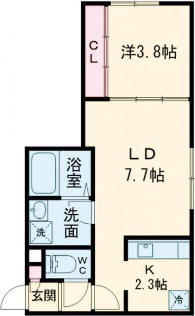 千歳市清流2丁目AP(1LDK/2階)の間取り写真