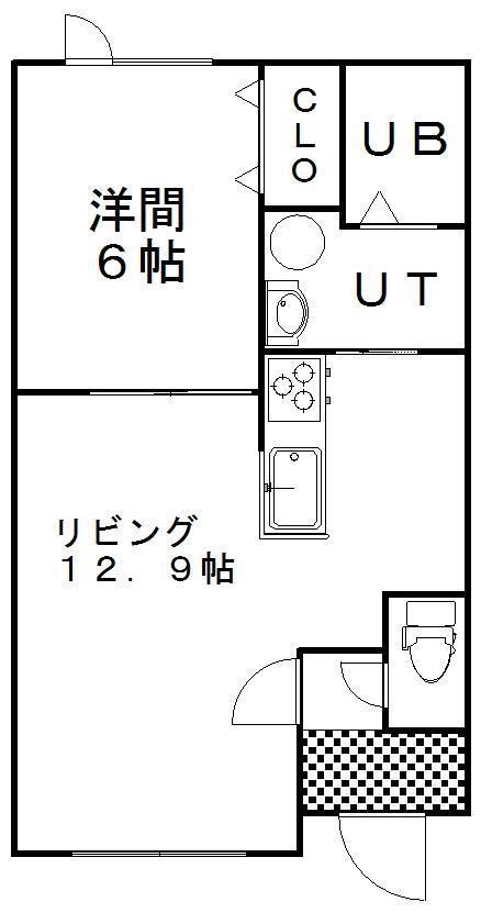 ウインドワード(1LDK/2階)の間取り写真