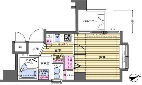フェニックス新宿若松町(1K/3階)の間取り写真