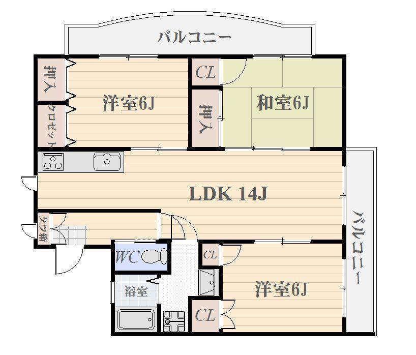 ルネッサンス木元(3LDK/1階)の間取り写真