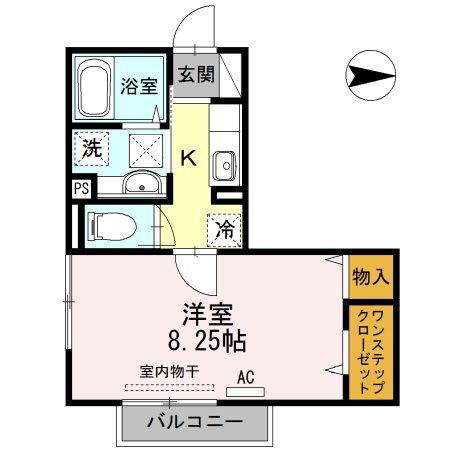 グランドゥール(1K/1階)の間取り写真